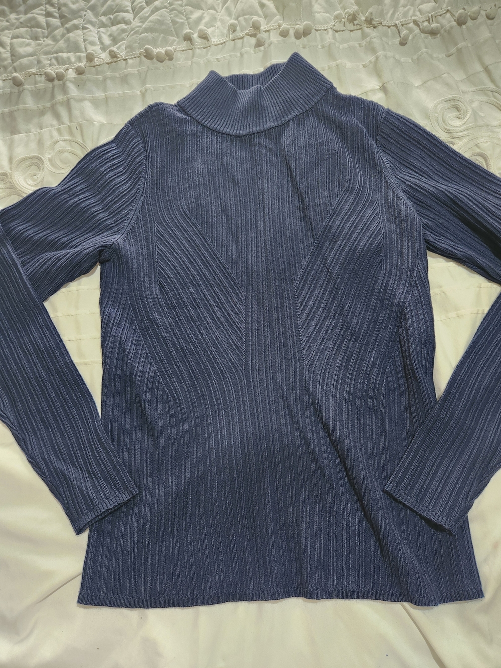 White House Black Market Essential Ribbed Mock Neck Sweater - Blue
